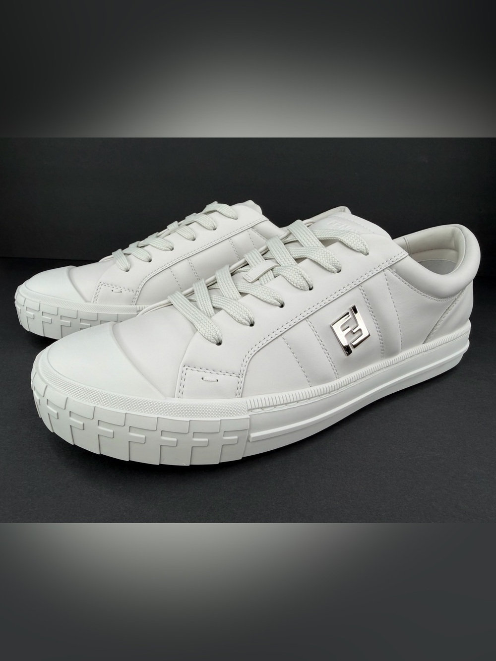 FENDI Domino FF Men's Leather Logo Fashion Ace Sneakers  UK 11 - US 12 - EU 45